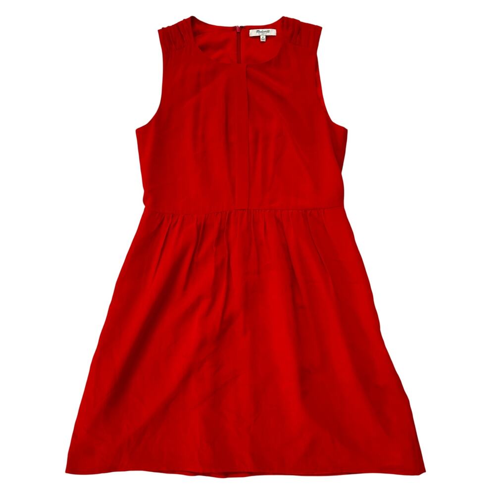 Madewell Red Silk Sleeveless Knee Length Dress 6 Holiday Cocktail Valentines